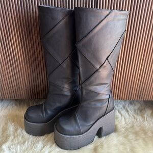 Demonia Camel-290 knee high platform boots